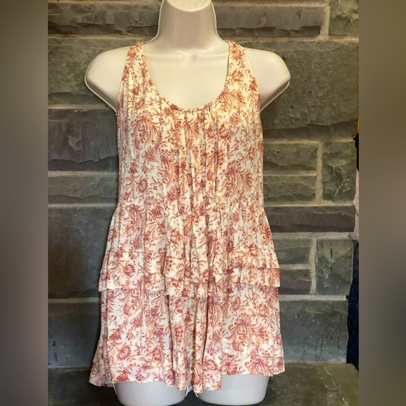 Free People Tops - NWOT Free People sleeveless tunic,oversized lightweight cotton,cream/floral,S